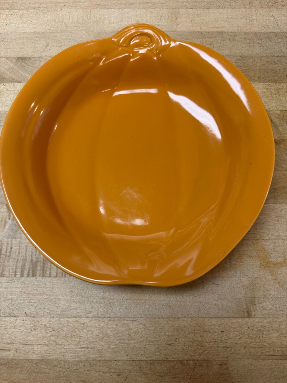 Pfaltzgraff Orange Ceramic Pumpkin Pie Plate and Serving Bowl